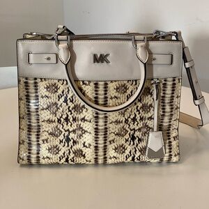 Michael Kors snakeskin handbag w/ different strap options & silver hardware